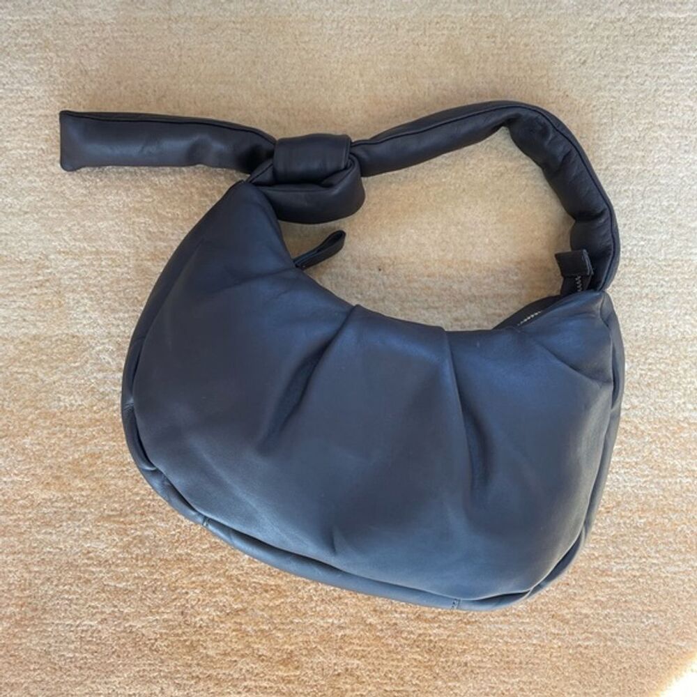 H&M Premium Leather Chocolate Brown Puffer Bag - Picture 6 of 10